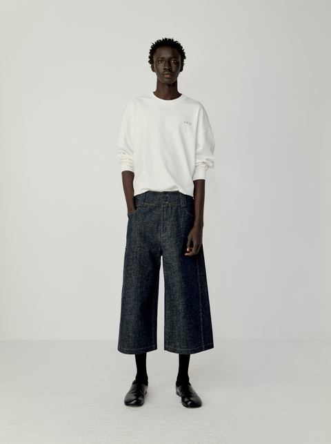 OPICLOTH RAW DENIM CROPPED JEANS