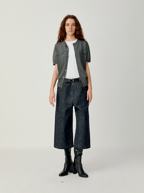OPICLOTH RAW DENIM CROPPED JEANS