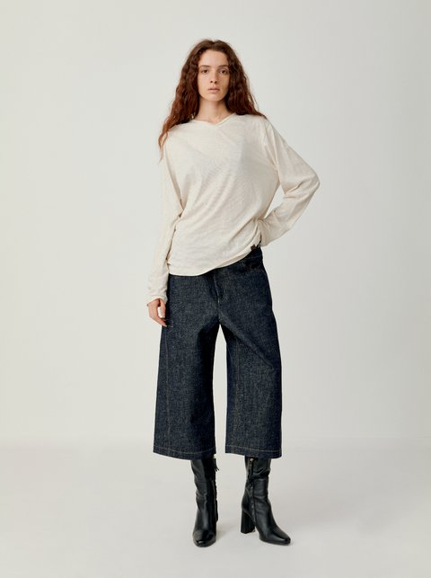OPICLOTH RAW DENIM CROPPED JEANS