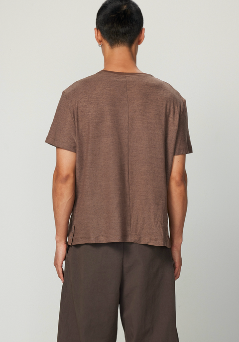 EASE EASE SIDE-BUTTON SHORT SLEEVE TOP