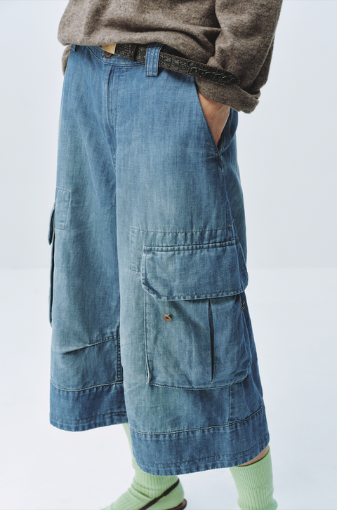 SIMPLE PROJECT DENIM CARGO SHORTS