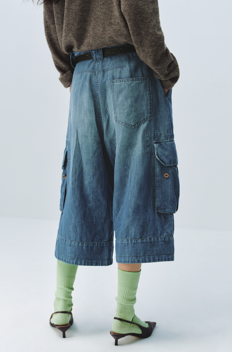 SIMPLE PROJECT DENIM CARGO SHORTS