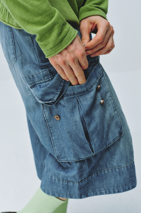 SIMPLE PROJECT DENIM CARGO SHORTS