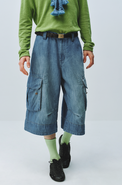SIMPLE PROJECT DENIM CARGO SHORTS