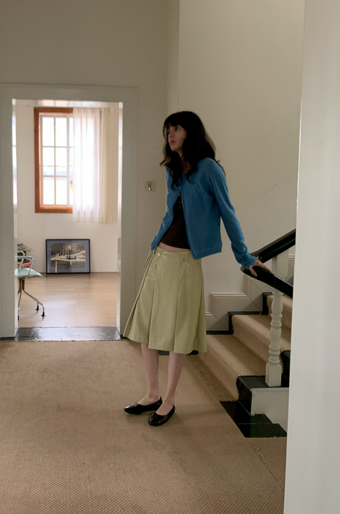 SIMPLE PROJECT A-LINE LEATHER SKIRT