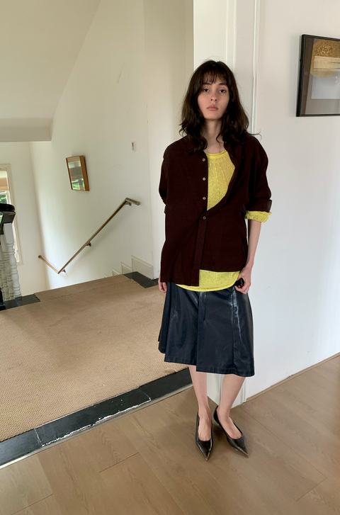 SIMPLE PROJECT A-LINE LEATHER SKIRT