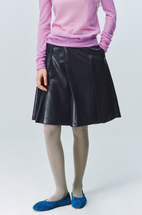 SIMPLE PROJECT A-LINE LEATHER SKIRT