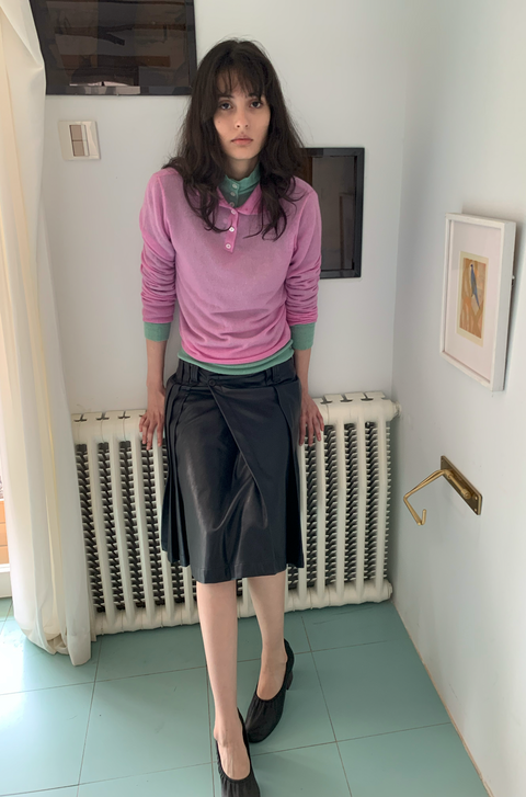 SIMPLE PROJECT A-LINE LEATHER SKIRT