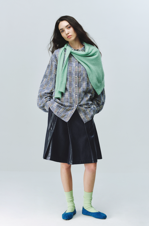 SIMPLE PROJECT A-LINE LEATHER SKIRT