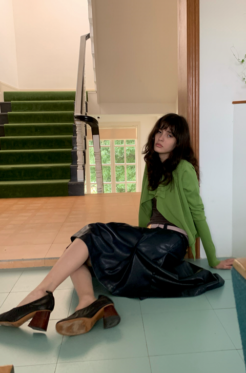 SIMPLE PROJECT A-LINE LEATHER SKIRT