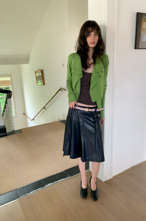 SIMPLE PROJECT A-LINE LEATHER SKIRT