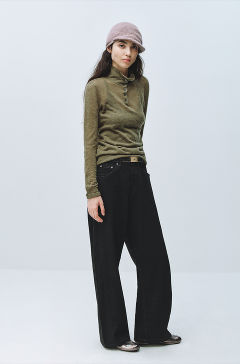 SIMPLE PROJECT BLACK STRAIGHT-LEG JEANS