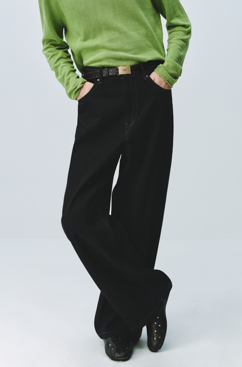 SIMPLE PROJECT BLACK STRAIGHT-LEG JEANS
