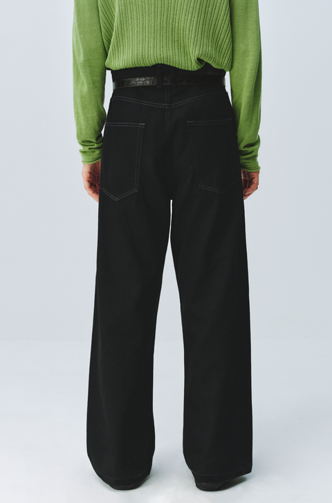 SIMPLE PROJECT BLACK STRAIGHT-LEG JEANS
