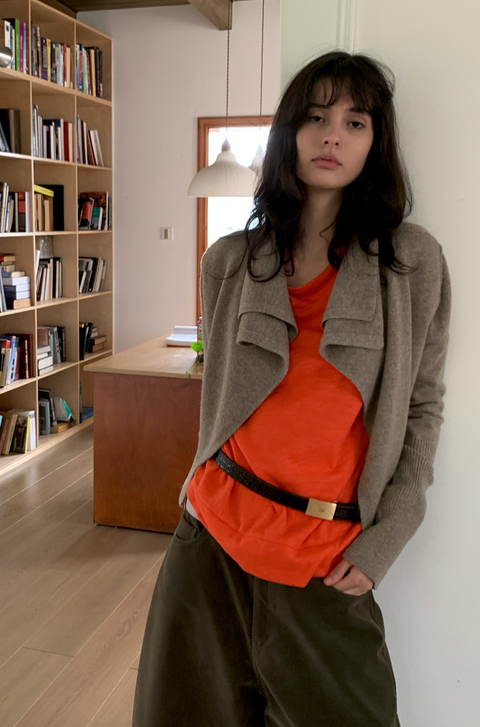SIMPLE PROJECT MERINO 2-LAYER CARDIGAN