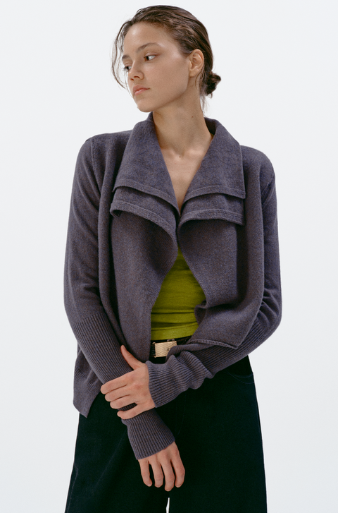SIMPLE PROJECT MERINO 2-LAYER CARDIGAN