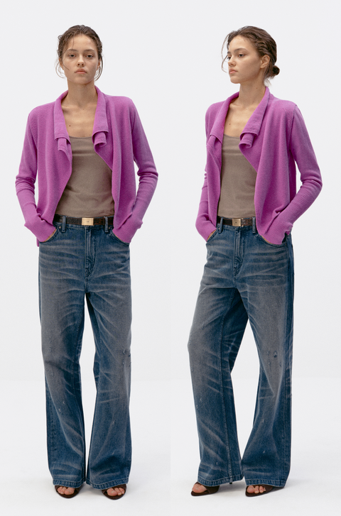 SIMPLE PROJECT COTTON 2-LAYER CARDIGAN