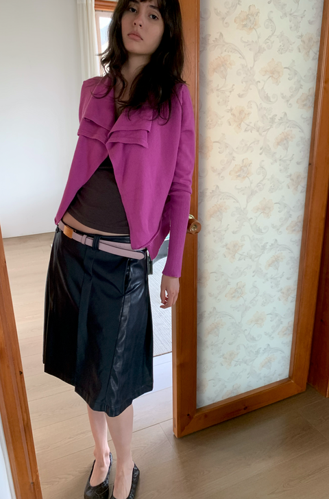 SIMPLE PROJECT COTTON 2-LAYER CARDIGAN