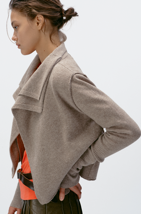 SIMPLE PROJECT MERINO 2-LAYER CARDIGAN