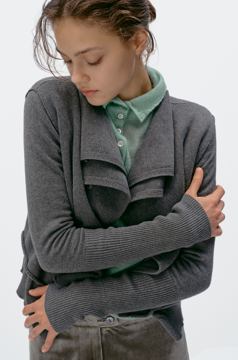 SIMPLE PROJECT COTTON 2-LAYER CARDIGAN