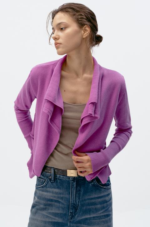 SIMPLE PROJECT COTTON 2-LAYER CARDIGAN