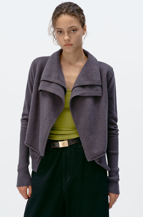 SIMPLE PROJECT MERINO 2-LAYER CARDIGAN