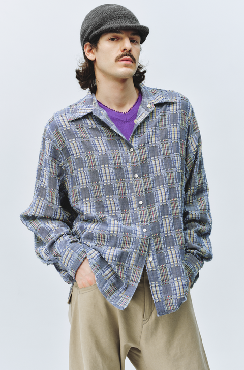 SIMPLE PROJECT TASSEL CHECK SHIRT