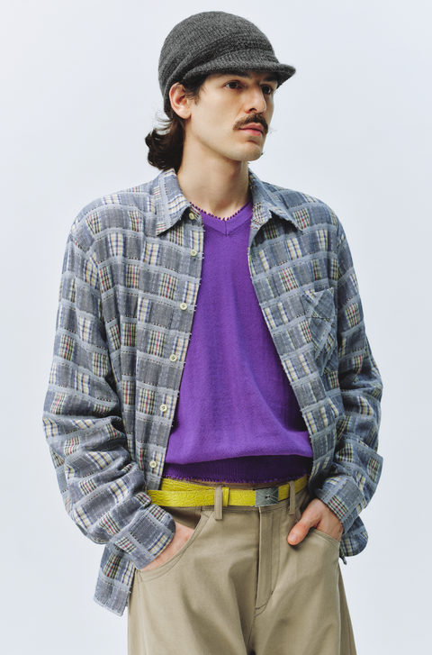 SIMPLE PROJECT TASSEL CHECK SHIRT