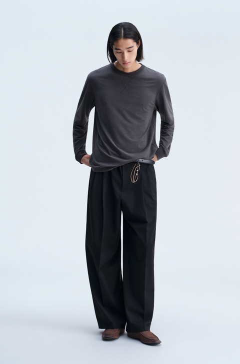 OPICLOTH DRAPED DOUBLE-PLEAT TROUSERS