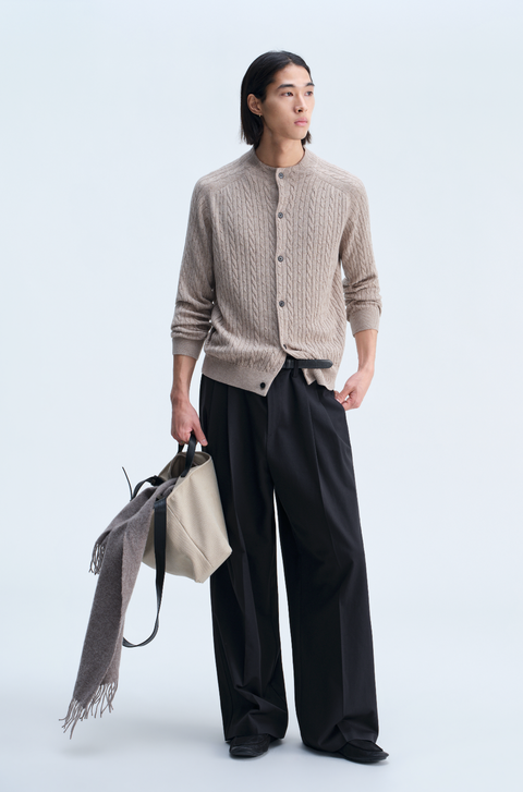 OPICLOTH DRAPED DOUBLE-PLEAT TROUSERS