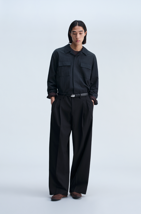 OPICLOTH DRAPED DOUBLE-PLEAT TROUSERS