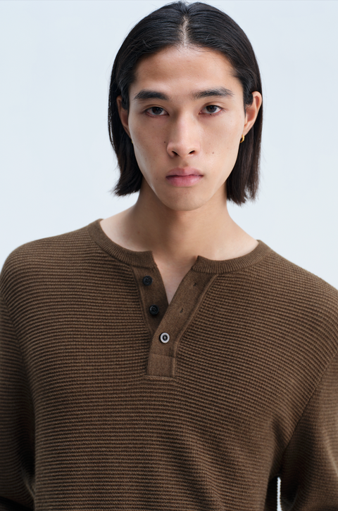 OPICLOTH WAFFLE HENLEY KNIT