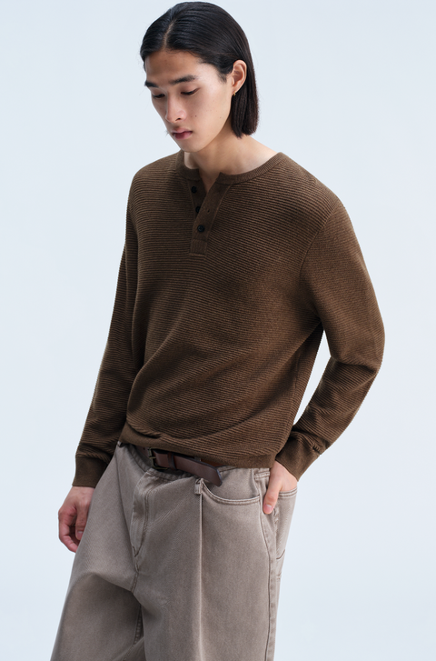 OPICLOTH WAFFLE HENLEY KNIT