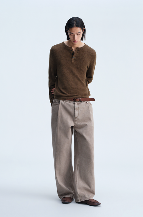 OPICLOTH WAFFLE HENLEY KNIT