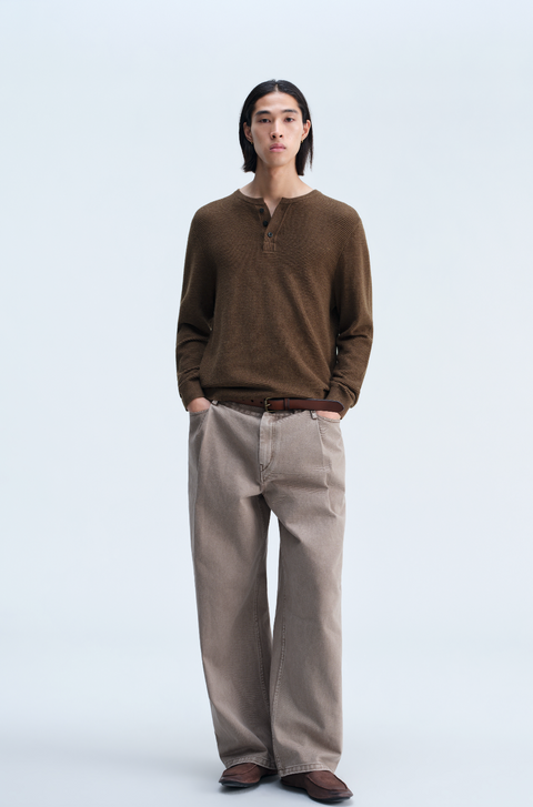 OPICLOTH WAFFLE HENLEY KNIT
