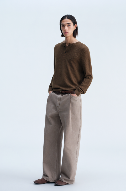 OPICLOTH WAFFLE HENLEY KNIT