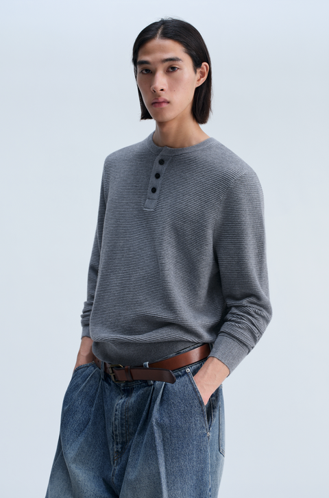 OPICLOTH WAFFLE HENLEY KNIT