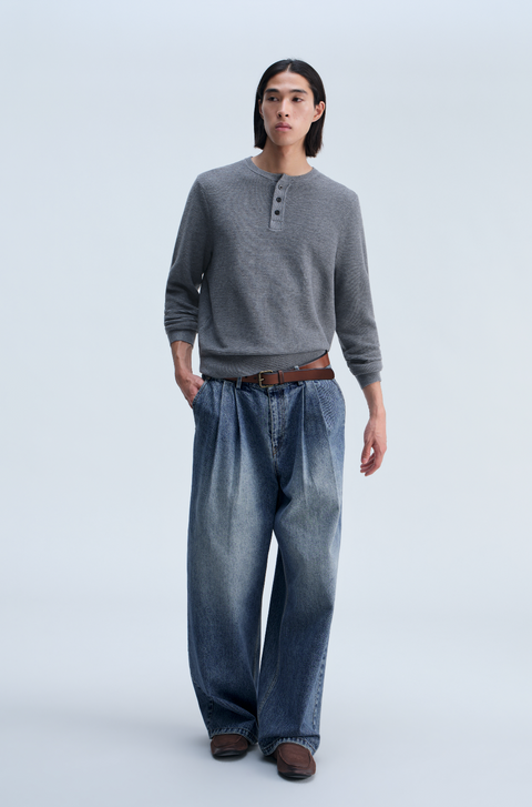 OPICLOTH WAFFLE HENLEY KNIT