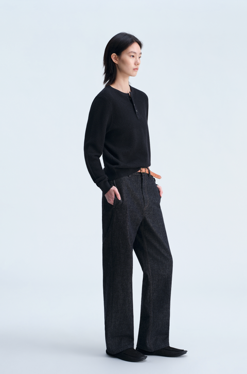 OPICLOTH WAFFLE HENLEY KNIT