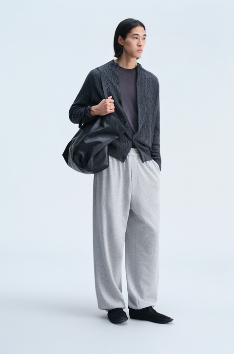 OPICLOTH WOOL SILK CABLE CARDIGAN