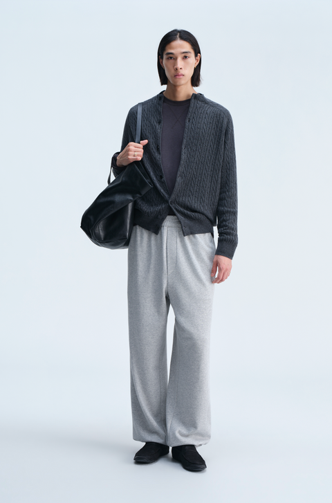OPICLOTH WOOL SILK CABLE CARDIGAN