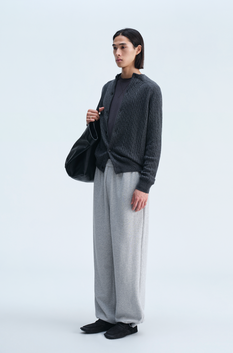 OPICLOTH WOOL SILK CABLE CARDIGAN