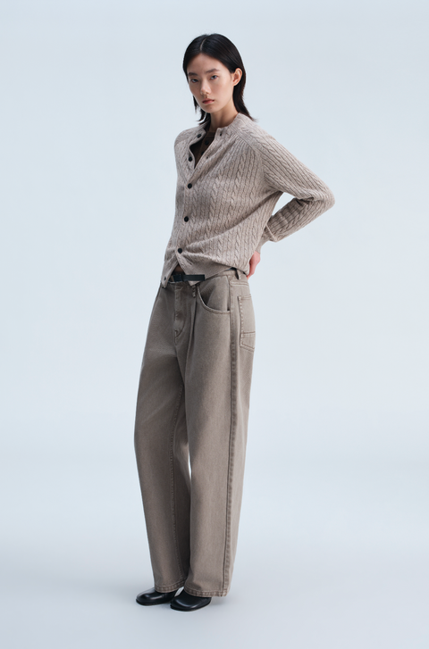 OPICLOTH WOOL SILK CABLE CARDIGAN