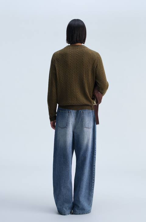 OPICLOTH WOOL SILK CABLE CARDIGAN