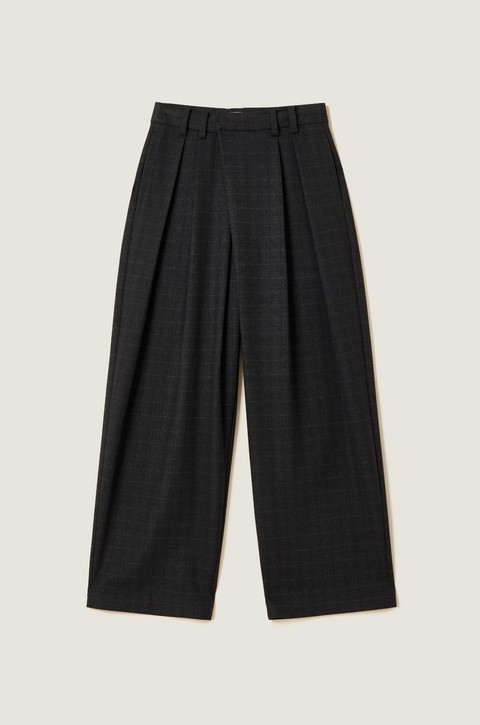 OPICLOTH PLAID DOUBLE-PLEAT TROUSERS
