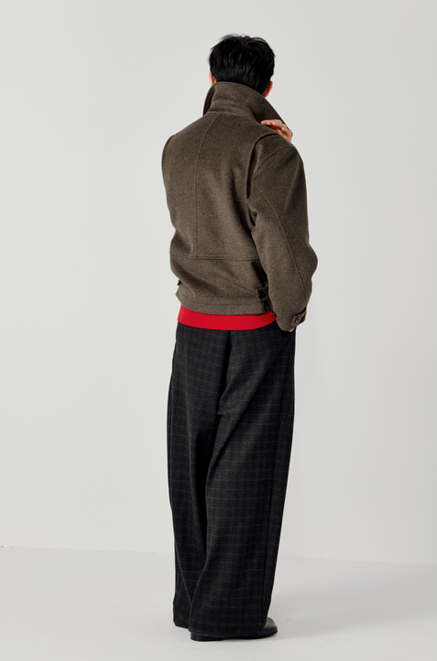 OPICLOTH PLAID DOUBLE-PLEAT TROUSERS