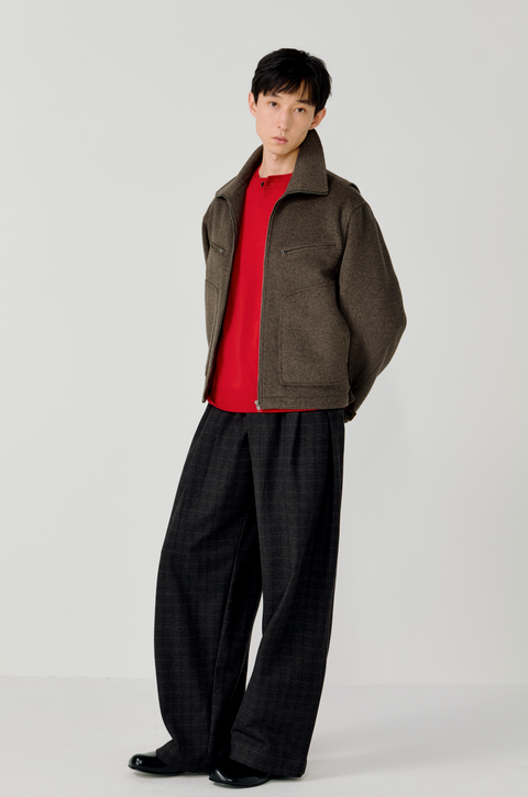 OPICLOTH PLAID DOUBLE-PLEAT TROUSERS