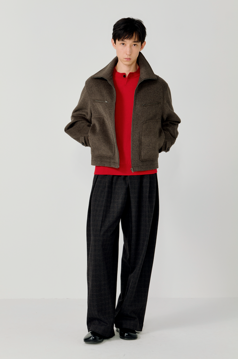 OPICLOTH PLAID DOUBLE-PLEAT TROUSERS