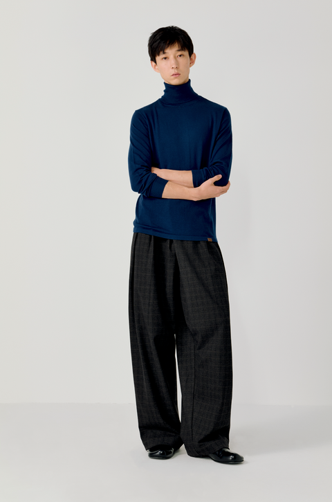 OPICLOTH PLAID DOUBLE-PLEAT TROUSERS