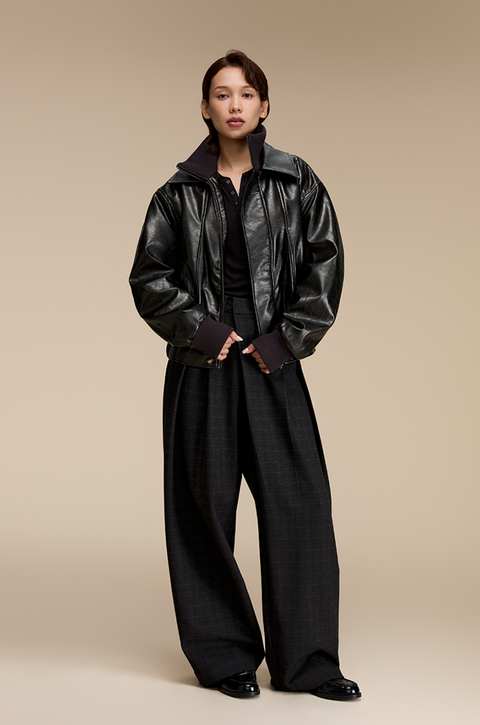 OPICLOTH PLAID DOUBLE-PLEAT TROUSERS
